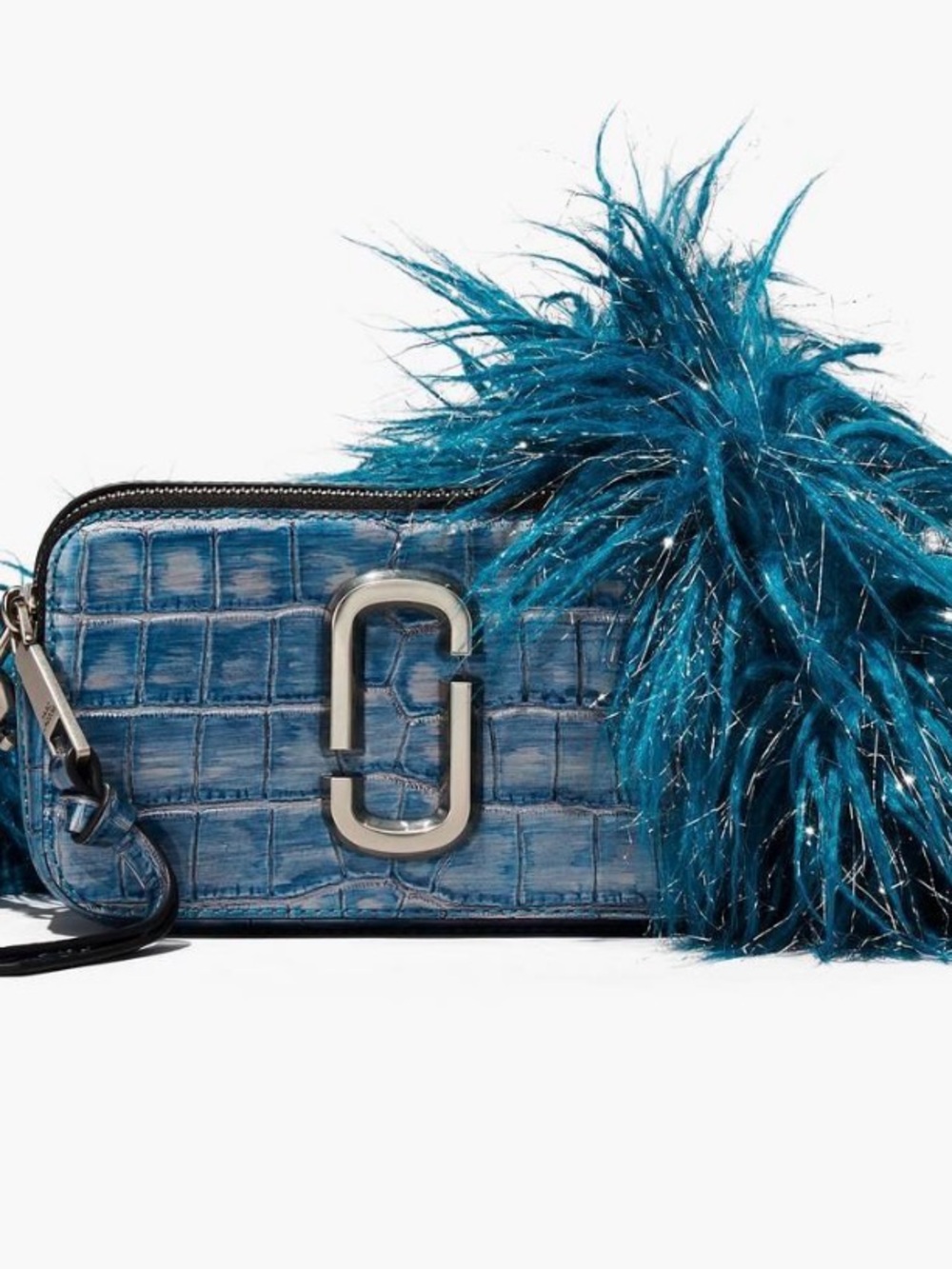 BNWT Marc Jacobs Blue Croc-Embossed Double J Snapshot Crossbody